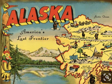 Alaska Usa Trips, Vintage Road Trip, North To Alaska, Vintage Postcards Travel, Anchorage Alaska, In Memory Of Dad, Travel Postcard, Travel Stickers, Arctic Circle