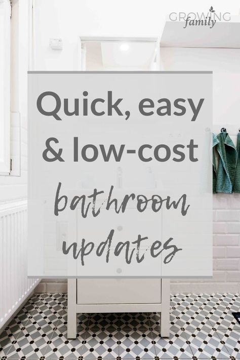 Bathroom looking a little tired?  Here are some quick and easy bathroom updates that will give it a new lease of life without breaking the bank. Remolding Small Bathroom, How To Brighten Bathroom With No Window, Remolded Bathrooms On A Budget, How To Elevate Old Bathroom, Upgrade Bathroom On A Budget Master Bath, Quick Bathroom Updates, Easy Bathroom Updates, Bathroom Suite, Bathroom Update