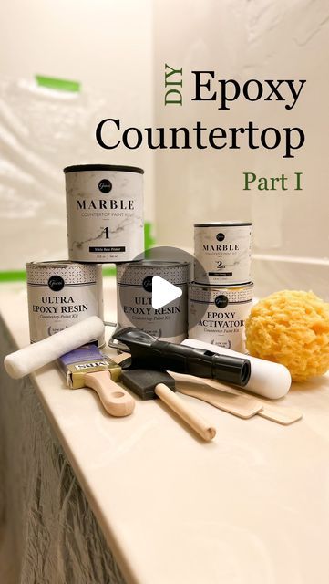 Areke Latham | DIY Home Projects on Instagram: "*Marble Epoxy Countertop*  Have you ever wanted to epoxy your kitchen or bathroom counter but didn’t know where to start?  Me, too!  I’ll admit, I’m learning SO much with this project and I can’t wait to share more of it with you!  Be sure to SAVE this reel and follow along so you can see the progress of this epoxy project!  #epoxy #epoxyresin #bathroomdesign #bathroomremodel #modernfarmhouse #diy #diyersofinstagram" Epoxy Bathroom Countertop, Marble Epoxy Countertop, Epoxy Bathroom, Resin Countertops, Epoxy Countertop, M Learning, Bathroom Counters, Bathroom Countertop, Diy Epoxy