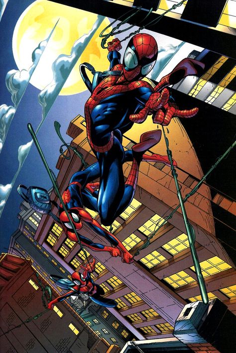 Ultimate Spider-Man by Mark Bagley Spiderman Ultimate, Marvel Ultimate Spider Man, All Spiderman, Mark Bagley, Ultimate Marvel, Ultimate Spider Man, Spiderman Art Sketch, Marvel Zombies, Spectacular Spider Man