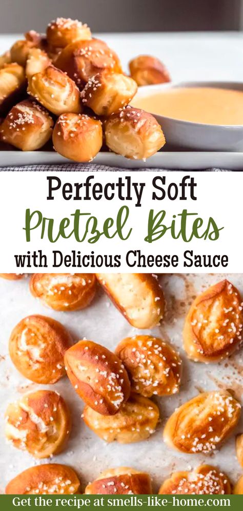 Pretzels Bites Recipe, Pretzilla Bites, Pretzel Cheese Sauce, Shareable Snacks, Soft Pretzel Bites, Cheese Sauce For Pretzels, Pretzel Bites Recipe, Homade Pretzels Bites, Pretzel Bites Auntie Annes