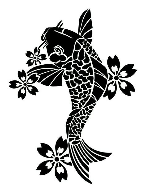 Aluminum Foil Crafts, Flower Stencil Patterns, Fish Stencil, Wood Burning Patterns Stencil, Armband Tattoos, Monochromatic Art, Animal Stencil, Carpe Koi, Architecture Design Drawing