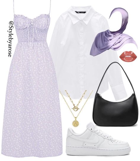 Purple Outfit Ideas, Purple Dress Outfits, Cute Vintage Outfits, Virtual Outfits, Purple Outfit, Hijab Trends, Stylish Short Dresses, Fashion Muslim, Purple Outfits