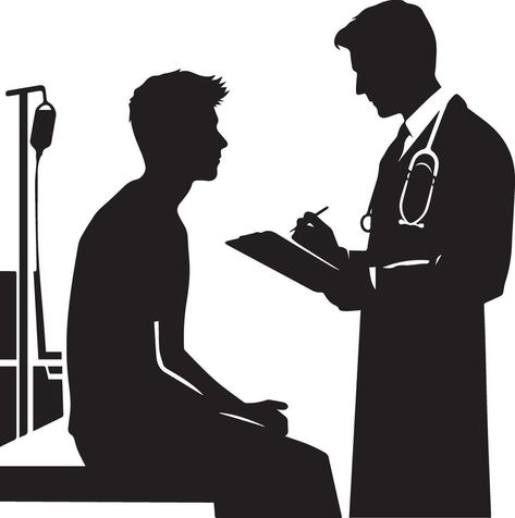 Doctor with patient vector silhouette illustraiton 2 Doctor Silhouette, Skincare Lab, Doctor Vector, Human Vector, Medical Background, Beatles John Lennon, Vector Silhouette, John Lennon Paul Mccartney, Car Design Sketch