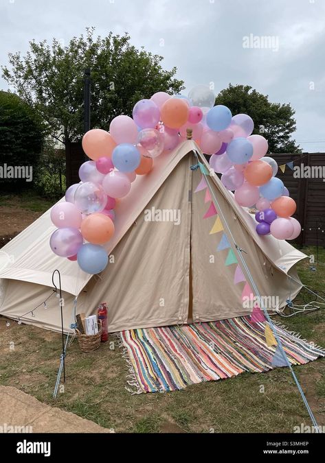 Pastel Balloons, 13th Birthday Parties, Bell Tent, Celebrity Portraits, 13th Birthday, Balloon Arch, Glamping, Bunting, Tent