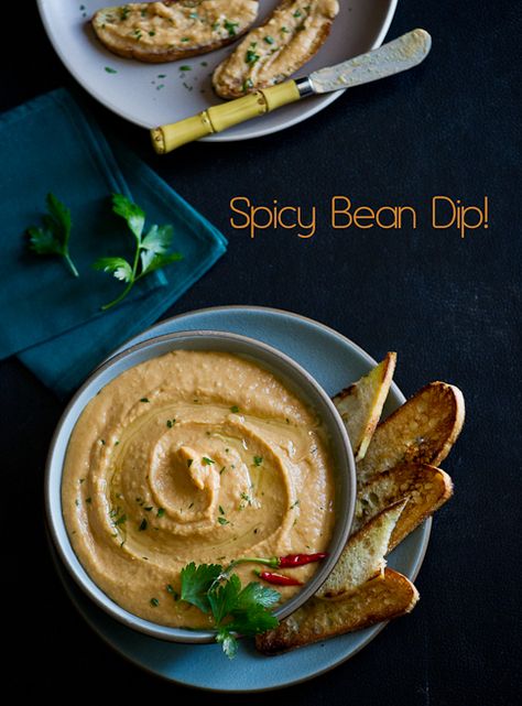 Spicy Bean Dip White Bean Dip Recipe, Bean Dip Recipes, White Bean Dip, Creamy Recipes, Homemade Crackers, Bean Dip, White Bean, Appetizer Dips, White Beans