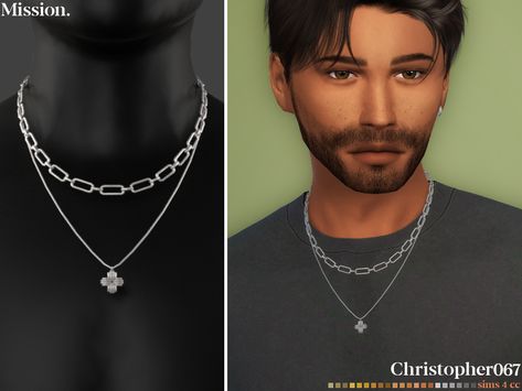 Created for: The Sims 4 - This is a set of 1 chunky chain + a puffy vintage cross layered necklace. Download now at christopher067.com ♥ Glasses With Chain, Sims 4 Men Clothing, Sims 4 Hair Male, Mens Cross Necklace, Sims 4 Game Mods, Sims 4 Body Mods, Neck Tattoo For Guys, The Sims 4 Download, Sims Four