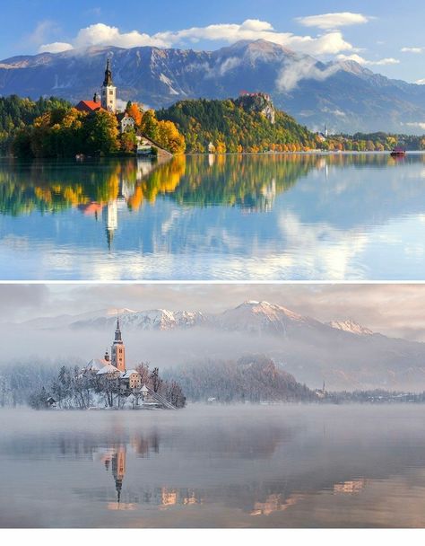 Slovenia Summer, Summer Vs Winter, Shirakawa Go, Skogafoss Waterfall, Bled Slovenia, Lake Wanaka, World Most Beautiful Place, Plitvice Lakes National Park, Multnomah Falls