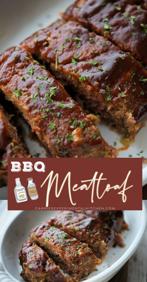 BBQ Meatloaf | Carrie’s Experimental Kitchen Meatloaf With Bbq Sauce, Bbq Meatloaf, Beef Meatloaf, Standing Rib Roast, Tangy Bbq Sauce, White Dish, Ribs On Grill, Rib Eye, Bbq Sauce Recipe