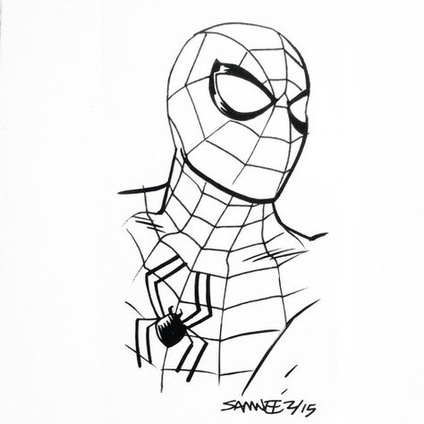 Spider-Man black and white Black And White Spiderman, Spider Man Doodle, White Spiderman, Spider Man Tattoo, Tattoo Para, Spiderman Sketches, Chris Samnee, Girl Template, Drawing Man