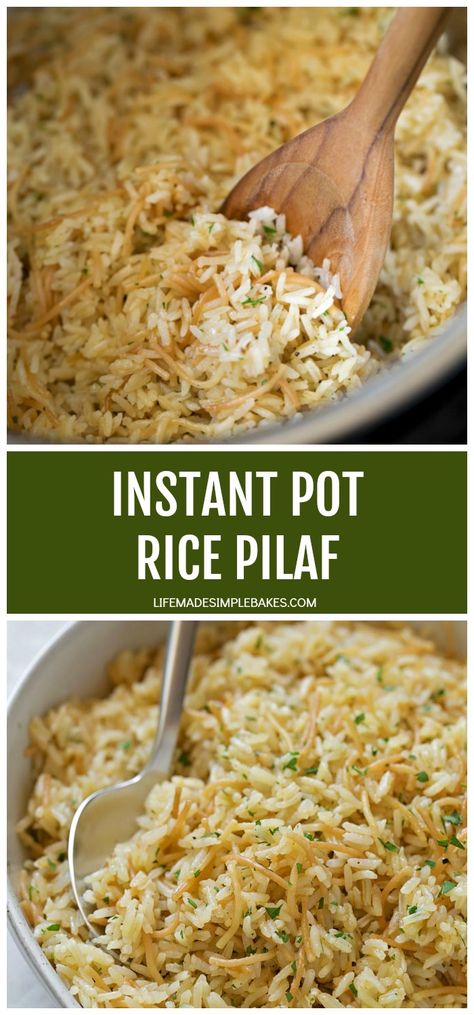 Tender, flavorful pilaf made in the Instant Pot. It doesn't get any easier than this! Simply add the ingredients and let the pressure cooker do the rest. #instantpotricepilaf #instantpotrice #ricepilaf #tenderpilaf Instant Pot Rice Pilaf, Easy Rice Pilaf, Buttery Rice, Instant Pot Rice, Rice Pilaf Recipe, Pilaf Recipes, Side Dishes For Chicken, Rice Side Dishes, Rice Pilaf