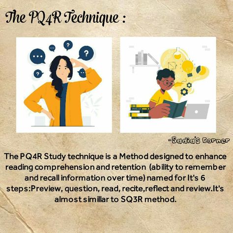 PQ4R Technique (study method) Best Study Methods, Study Techniques, Study Methods, Study Tips, Reading Comprehension, Reading