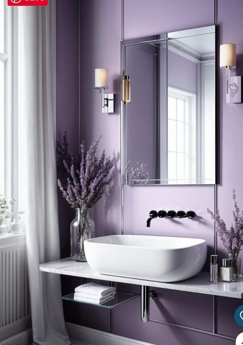 Lilac Bathroom Ideas, Light Purple Paint Colors, Purple Bathroom Paint, Light Purple Bathroom, Purple Bathroom Ideas, Light Purple Paint, Lilac Bathroom, Bathroom Colours, Lavender Bathroom