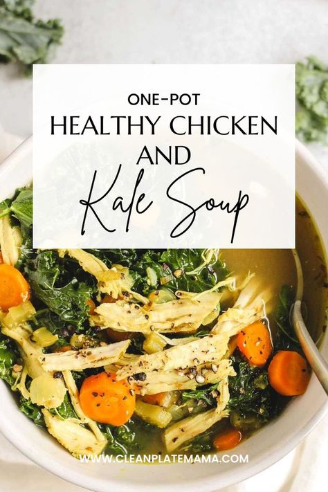 Chicken And Kale Soup, Chicken And Kale Recipes, Bone Broth Soup Recipes, Chicken Kale Soup, Chicken And Kale, Chicken Bone Broth Recipe, Chicken Broth Soup, Clean Eating Soup Recipes, Healthy Chicken Soup