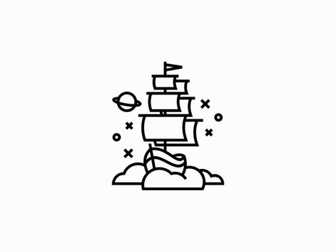 Andrey Prokopenko, Boat Logo Design, Monoline Art, Junk Ship, Sky Logo, Boat Logo, Logo Design Agency, Geometric Sleeve Tattoo, Zestaw Ikon