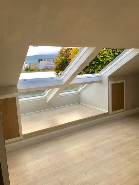 Attic Conversions, Loft Conversion Bedroom, Slanted Walls, Attic Renovation Ideas, Attic Ideas, Attic Bedroom Designs, Finished Attic, Attic Window, Loft Conversions