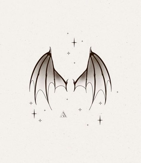 Rhys Wings Tattoo, Rhysand Bat Wings Tattoo, Bat Wings Tattoo Acotar, Azriel Tattoo Acotar, Fourth Wing And Acotar Tattoo, Acotar Bat Wings Tattoo, Acotar Wings Tattoo, Fourth Wing Tattoo Designs, Bat Wing Tattoo