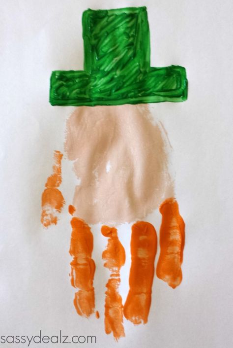 Leprechaun Handprint Craft For Kids (St. Patricks Day Idea) - Crafty Morning Q Tip Crafts, Leprechaun Handprint, Saint Patrick's Day Activities, Shamrock Painting, Shamrock Crafts, March Preschool, Kids St Patricks Day, March Ideas, Shamrock Craft