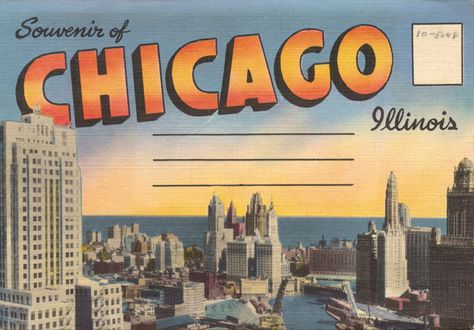 ca. 1940s Chicago, IL folding postcard #chicago #illinois Chicago Graphic Design, Chicago Metro, College Vision Board, Chicago Summer, Postcard Book, Chicago Travel, Diy Photo Booth, My Kind Of Town, Travel Postcard