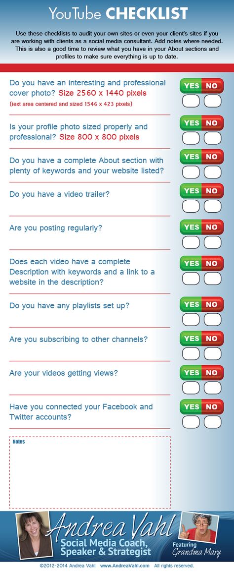 Another fabulous Inforgraphic from the wonderful Andrea Vahl.  YouTube Checklist [Infographic] Youtube Checklist, Social Media Checklist, Infographic Video, Marketing Checklist, Miranda Sings, Youtube Channel Ideas, Social Media Infographic, Youtube Marketing, Media Sosial