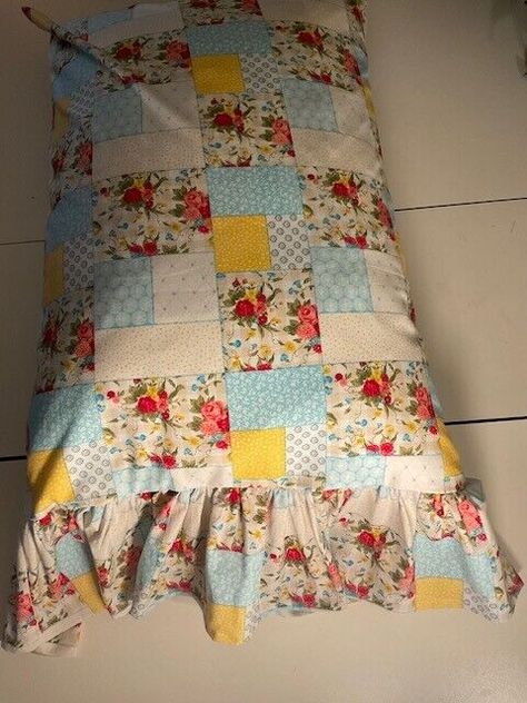 HANDMADE Shabby Chic Patchwork Print Pillow Case/Cover with or without ruffle Homemade Pillow Covers, Shabby Chic Valance, Homemade Pillows, Fat Quarter Quilt, Fabric Pillow, Print Pillow, Patchwork Print, Garden Bedding, Sewing Basics