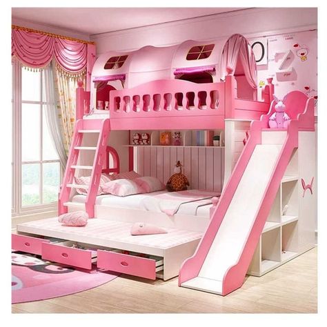 Princess Bunk Beds, Baby Bunk Beds, Princess Castle Bed, Bunk Beds For Girls Room, Princess Furniture, Bed For Girls Room, Girls Bunk Beds, Kids Bed Design, Castle Bed