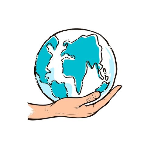 Human hand holding the blue globe drawin... | Premium Vector #Freepik #vector #green-globe #earth-globe #globe #earth Gloves Illustration, Save Earth Drawing, Globe Drawing, Earth Drawing, World Turtle Day, Planet Vector, Earth Day Posters, Planet Colors, Earth Drawings