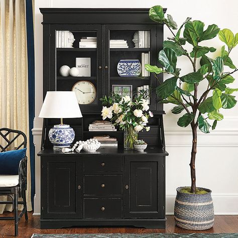 Casa Florentina San Marino Secretary Desk with Hutch | Ballard Designs Secretary Desk Entryway, Secretary Desk In Living Room, Desk Vignette, Modern Farmhouse Hutch, Room Desks, Secretary Desk With Hutch, Hutch Ideas, Bedroom Pieces, Drop Down Desk