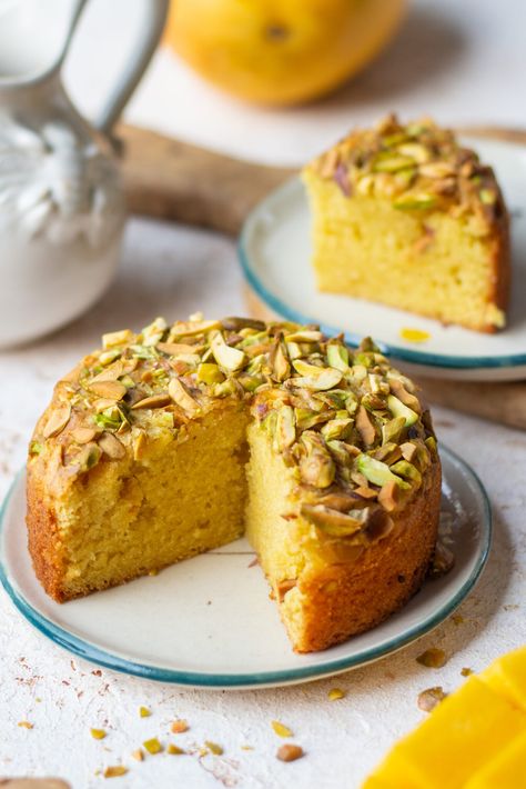 SMALL SERVE MANGO CAKE - Bake with Shivesh Bake With Shivesh, Mango Desserts, Snacking Cake, Sweet Bars, Batch Baking, Mango Dessert Recipes, Hebbar's Kitchen, Small Batch Baking, Mango Dessert