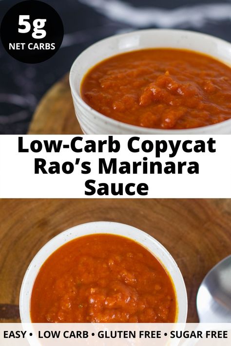 This low-carb copycat Rao's marinara sauce is sure to be a crowd-pleaser! Great on anything and everything Italian, this recipe is easy to make and packed with flavor! #raos #italian #sauce #marinara #lowcarb Raos Sauce Recipes, Rao Sauce Pasta, Raos Marinara Recipe, Healthy Marinara Sauce, Raos Meatballs, Rao's Marinara Sauce Recipe, Low Calorie Marinara Sauce, Popular Meals, Rao's Meatballs With Marinara Sauce