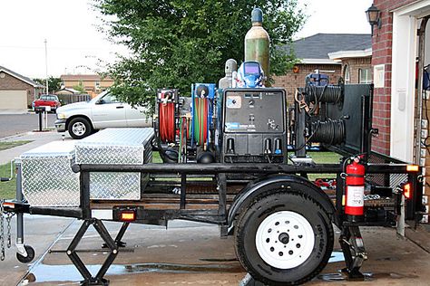 Portable Welding Trailer, by R. Davis | This trailer started… | Flickr Welding Trailer, Welding Table Diy, Welding Trucks, Mobile Welding, Welding Rig, Work Trailer, Cool Welding Projects, Welding Rigs, Welding Tables