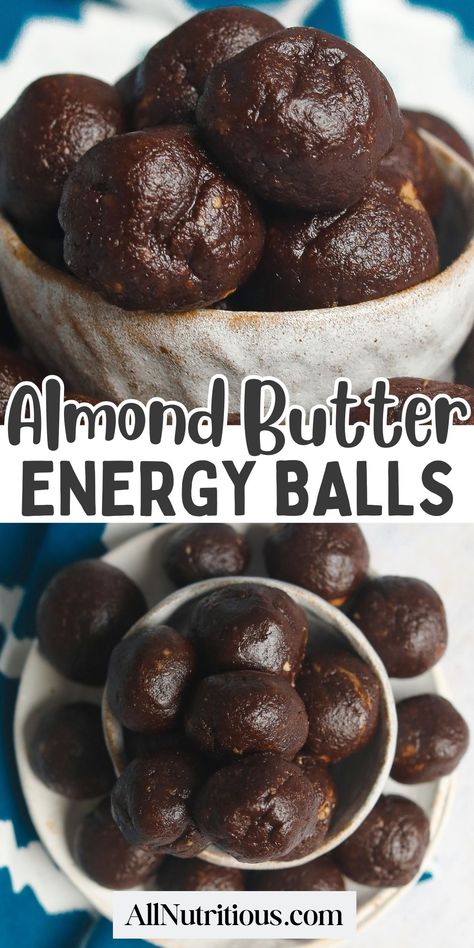 This incredible high protein snack is an almond butter lover’s dream. You can enjoy more healthy snacks with these yummy almond butter energy balls. Almond butter is the perfect ingredient to give you a quick healthy energy boost. Almond Butter Protein Balls, Almond Butter Energy Balls, Pan Dishes, Nutritious Desserts, Healthy High Protein Snacks, Apple Chips Baked, High Protein Snack, Almond Butter Recipes, Calorie Snacks