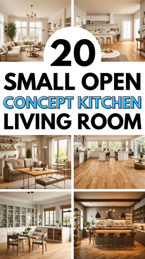 Small Open Concept Kitchen, Small Open Concept Kitchen Living Room, Kitchen Living Room Ideas, Open Concept Kitchen Living Room Layout, Small Open Concept, Small Open Plan Kitchens, Small Open Kitchens, Open Concept Dining Room, Open Space Living Room