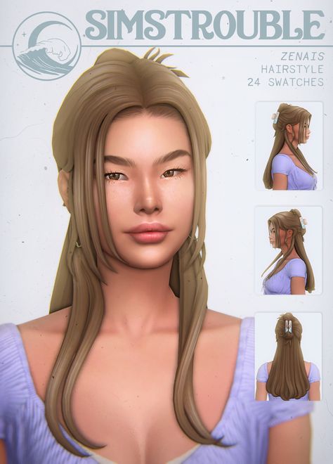 Sims Trouble Cc Hair, Simstrouble Patreon, Sims 4 Custom Content Hair, Sims 4 Cc Hair Female, Sims 4 Patreon, Sims 4 Cas Cc, Sims 4 Cc Hair, Bouncy Hair, Pigtail Hairstyles