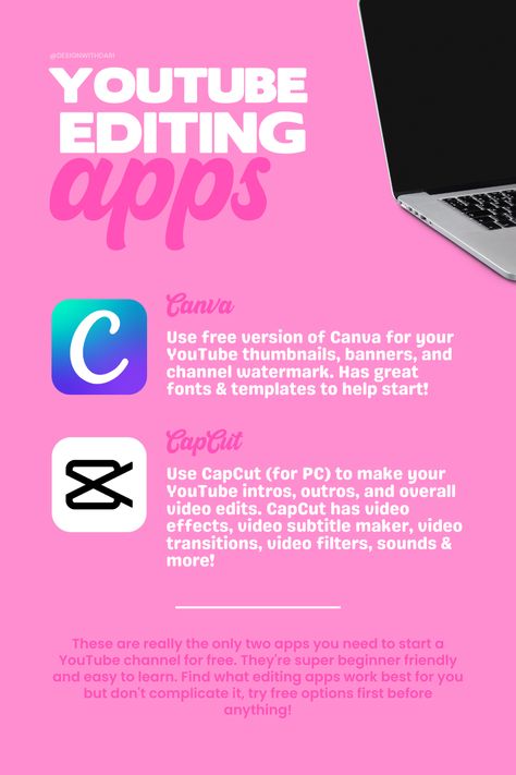 Apps For Content Creators, Youtube Channel Tips, Free Editing Apps, How To Start Youtube, Best Editing App, Youtube Channel Name Ideas, Starting A Youtube Channel, Grow Your Youtube Channel, Start Youtube Channel