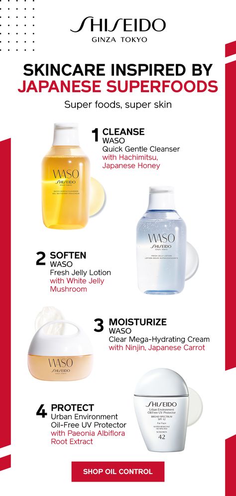 Experience the power of Japanese superfoods for your Jbeauty routine with WASO by Shiseido. Japanese Beauty Routine, Beauty Routine Weekly, Japanese Beauty Secrets, Beauty Routine Schedule, Night Beauty Routine, Korean Beauty Routine, Routine Printable, Beauty Routine Checklist, Facial Fillers