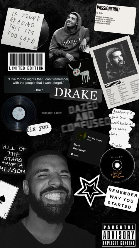 Drake Collage, Drake Drizzy, Kaws Wallpaper, Painting Glass Jars, Nike Wallpaper, Iphone Wallpaper Vintage, Song Playlist, My Photo Gallery, Clueless