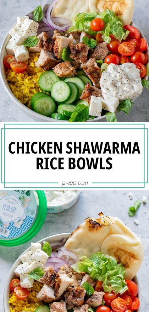 Chicken Euro Bowls, Weekly Meal Prep Bowls, Shawarma Bowls Recipe, Turkish Bowl Recipe, Shawarma Chicken Bowls, Pita Way Bowls, Chicken Shawarma Meal Prep, Chicken Swarma Meal Prep, Sharma Chicken Bowls