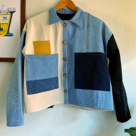 Patchwork Denim Jacket • Knitting Ideas For Beginners, Ropa Upcycling, Patchwork Art, Love The Process, Patchwork Diy, Patchwork Denim Jacket, Denim Scraps, Patchwork Clothes, Crochet Blanket Pattern