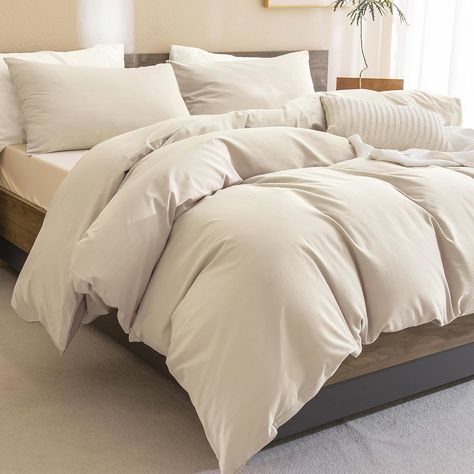 Amazon.com: Sanracie Queen Comforter Set,100% Washed Cotton Linen Feel Bedding Comforters Sets 3 Pieces(1 Solid Wheat Comforter +2 Pillowcases) Soft Lightweight Fluffy Aesthetic Bedding Sets Queen All Season : Home & Kitchen Neutral King Bedding, Bedding Sets Queen, Aesthetic Bedding, Comforters Sets, Color Bedding, Cotton Comforter Set, King Bedding, Bed Comforter, Neutral Bedding