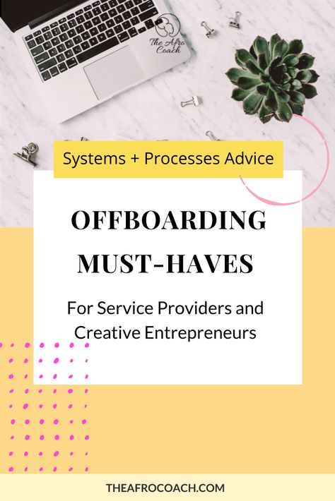 Having a clearly defined client off-boarding strategy can lead to turning one-off projects into legacy clients. Not only does this keep a client contract going; it lowers the number of new clients you need to bring in each month! Here is my breakdown and advice for setting up your offboarding process for coaching and service-based businesses! If you are ready to streamline this process, check out The Afro Coach Shop for templates to speed up your off-boarding client process! Coach Shop, Cancel Subscription, Client Management, Onboarding Process, Service Based Business, New Clients, Coaching Program, Management Tips, Creative Entrepreneurs