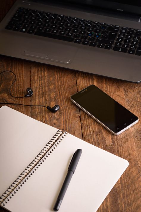 Laptop, mobile phone (smartphone) and no... | Premium Photo #Freepik #photo #business #book #wood #computer Phone On Table Aesthetic, Wallpaper Iphone Laptop, Phone On Table, Laptop Photos, Sony Products, Old Wooden Table, Phone And Laptop, Computer Photo, Marketing Videos