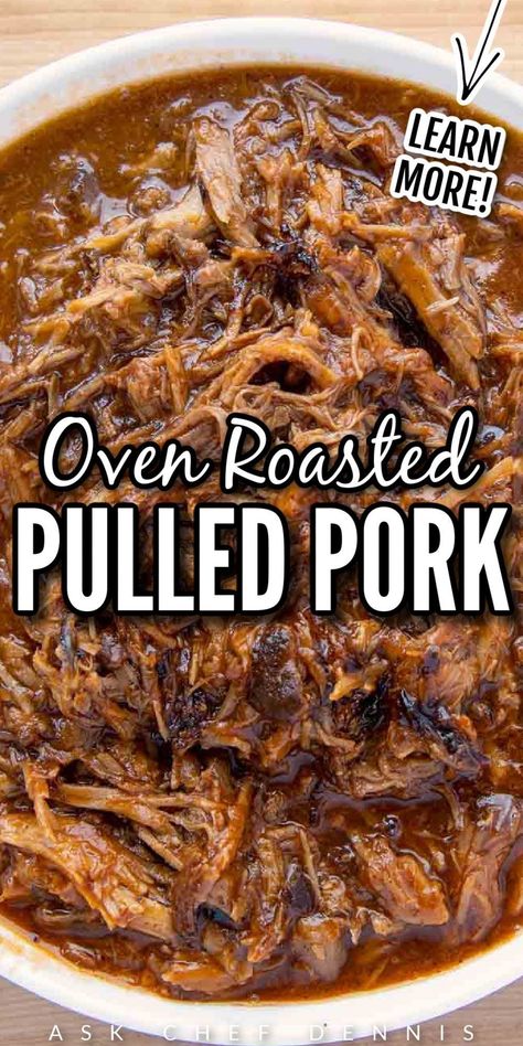 Creating delicious dishes with pulled pork definitely needs to be on your summer bucket list. Roasting the perfect piece of pork in your oven couldn't be easier. When you want high-quality and delicious pulled pork, try this recipe and amaze your friends and family! Pin this video recipe to impress your friends with the best BBQ this summer! Dishes With Pulled Pork, Pulled Pork In The Oven, Baked Pulled Pork, Pulled Pork Oven Recipe, Pork In The Oven, Dutch Oven Pulled Pork, Roasted Pulled Pork, Oven Roasted Pulled Pork, Pork Oven