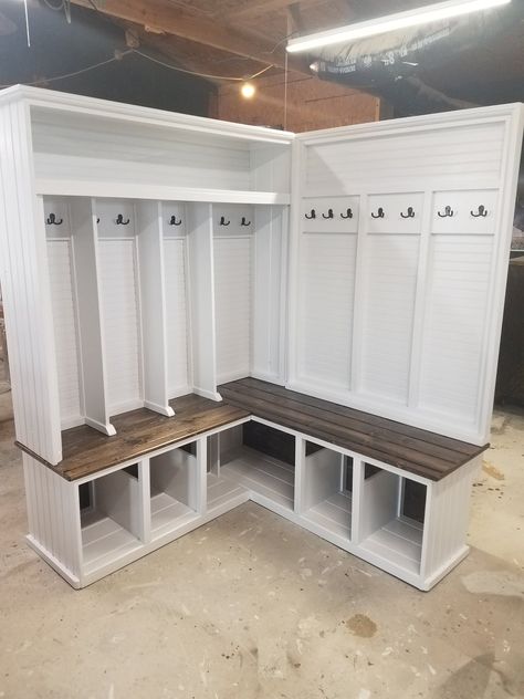 Corner Locker | Big Creek Furniture Corner Mudroom Ideas, Corner Mudroom, Laundry Diy, Mudroom Ideas, Diy Laundry, Blue Room, Blue Rooms, Lockers, New Homes