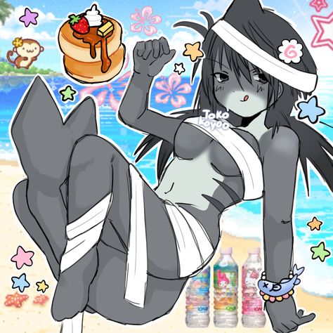 Beach Art Reference, Ocean Roblox Avatar, Shark Human Oc, Shark Onesie Drawing, Shark Girl Pfp, Beach Drawing Reference, Shark Human Hybrid, Shark Oc Art Human, Hyena Chan