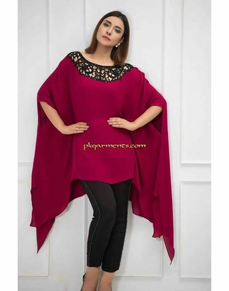 Pakistani cape dress Feshon Designer Dress, Kaptan Pattern Dress, Pakistani Cape Dresses, Cape Dress Indian, Crush Saree, Tunic Dress Patterns, Girls Boutique Dresses, Kerala Saree Blouse Designs, Easy Diy Clothes