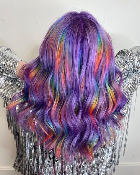 Prism Hair, Pixie Hair Color, Fantasy Hair Color, Unicorn Hair Color, Opal Hair, Dyed Hair Purple, Hair Color Underneath, Colourful Hair, Rainbow Hair Color