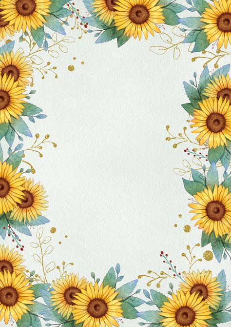 gold foil sunflower floral page border background Sunflower Border Design, Sunflower Border, Family Tree Craft, Beautiful Borders, Border Background, Sunflowers Background, Bond Paper Design, Laundry Mat, Page Borders Design