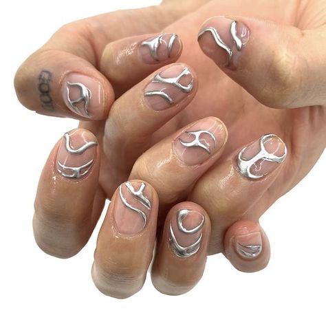 Men Nails, Nails Painted, Minimal Nails Art, Mens Nails, Hard Nails, Silver Nail, Edgy Nails, Grunge Nails, Minimal Nails