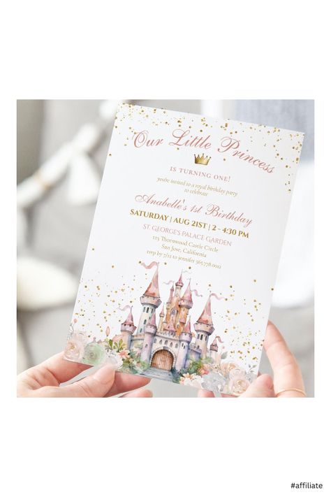 Royal Birthday Party, 1st Birthday Princess, Princess First Birthday, Princess Theme Birthday, Princess Birthday Invitations, Baby Girl Toddler, Princess Invitations, Girl Birthday Themes